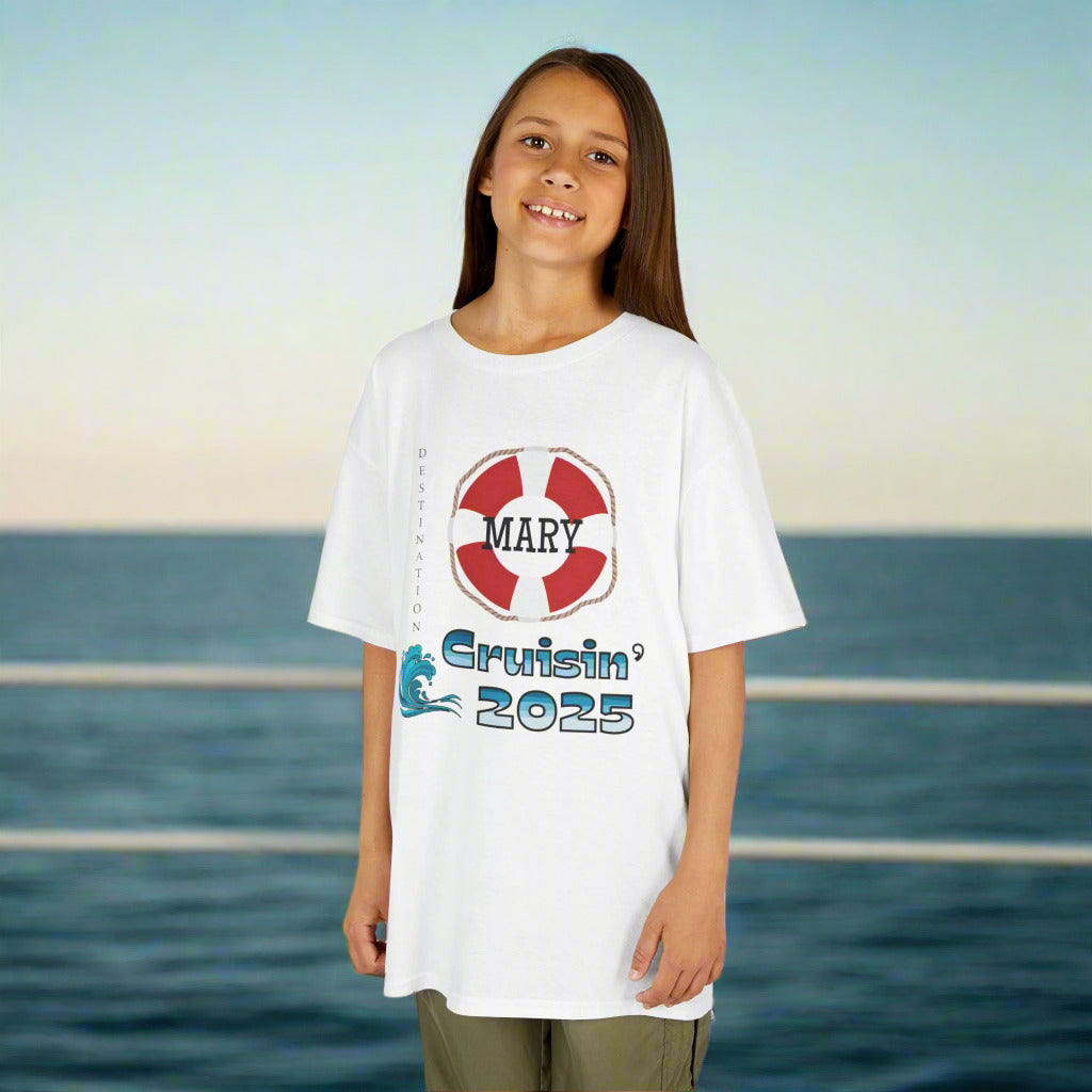 Kids Tee, Custom “Cruisin' ” Cruise Vacation T-Shirt, Cruisin' Unisex Softstyle T-Shirt, Summer Vacation Tee, Beach Trip Apparel, Gift for Travel Lovers, Nautical Theme Shirt, Personalized with Name