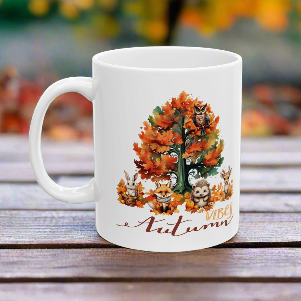 Autumn Vibes Mug Animal Lover Gift Woodland Animals Coffee Cup Animal Lover Mug Cute Animal Drinkware