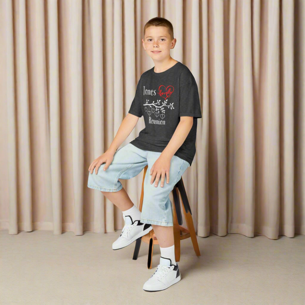 Kids Tee Family Reunion Heart T-Shirt , Family Gathering Shirt, Matching Family Tees, Personalized Family Apparel, Heart Unisex Softstyle Tee Fam1