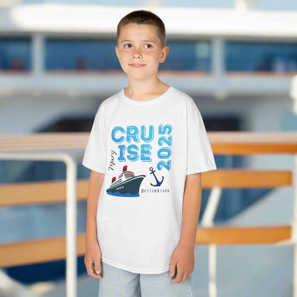 Kids Tee - Cruise Adventure Unisex T-Shirt, Personalized “Cruise” T-Shirt with Ship Graphic , Custom Name Vacation Tee, Travel Shirt, Nautical Apparel, Gifts for Cruisers, Summer Trip Outfit