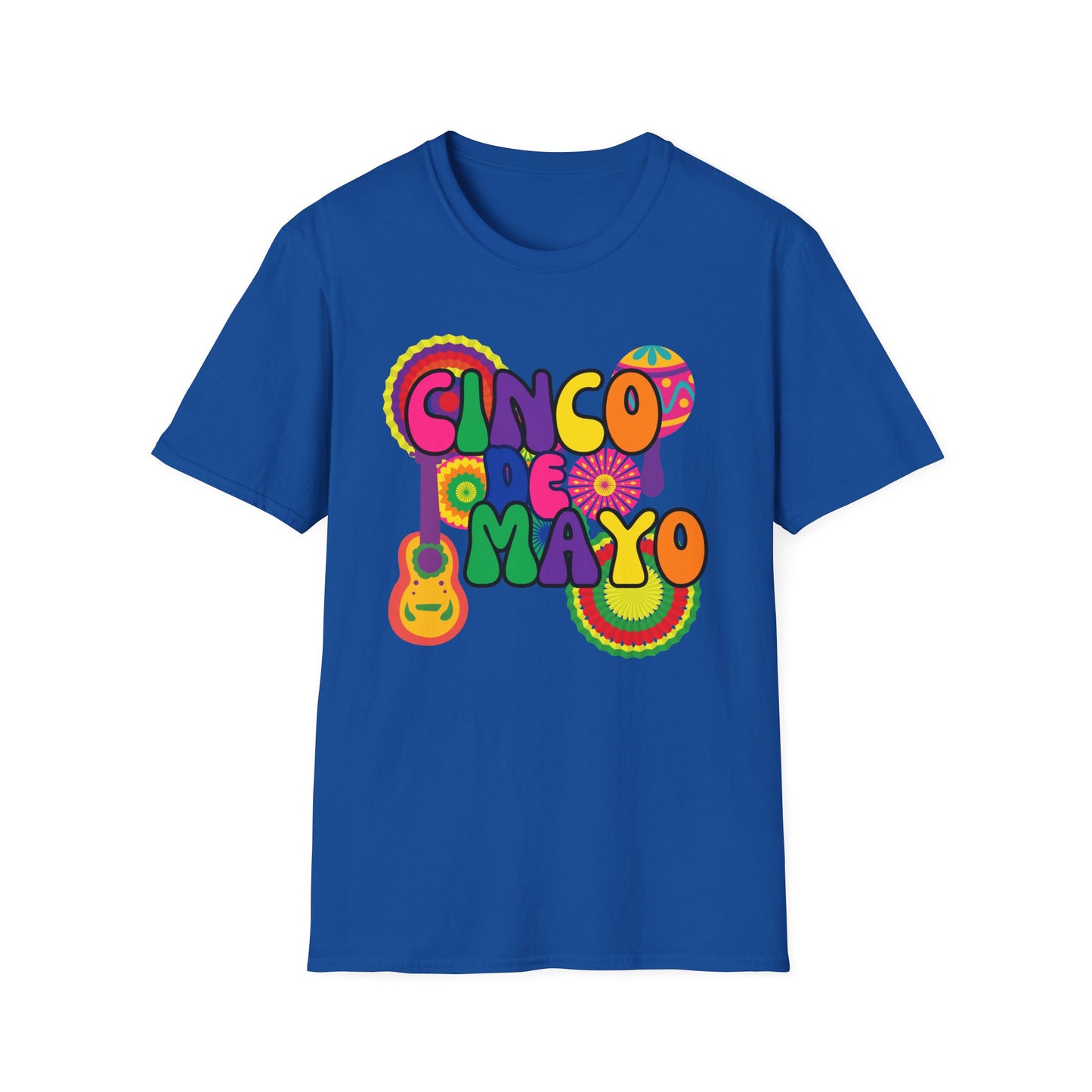Cinco de Mayo T-Shirt with Retro Font Style and Colorful Decorations