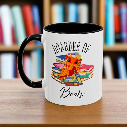 Hoarder of Books Accent Mug - Funny Book Lover Coffee Cup - Perfect Gift for Readers