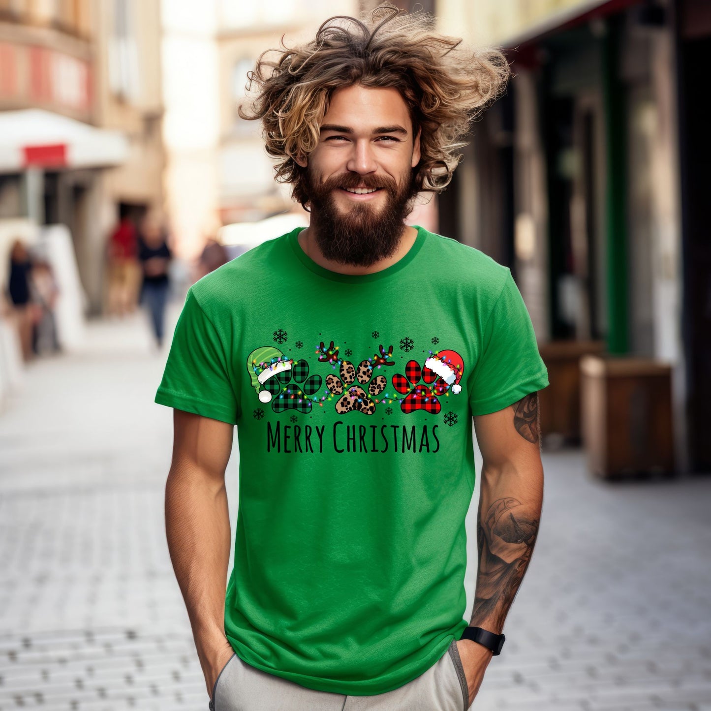 Pawprint Christmas shirt, Merry Christmas Tee. Pet Lover Christmas TShirt