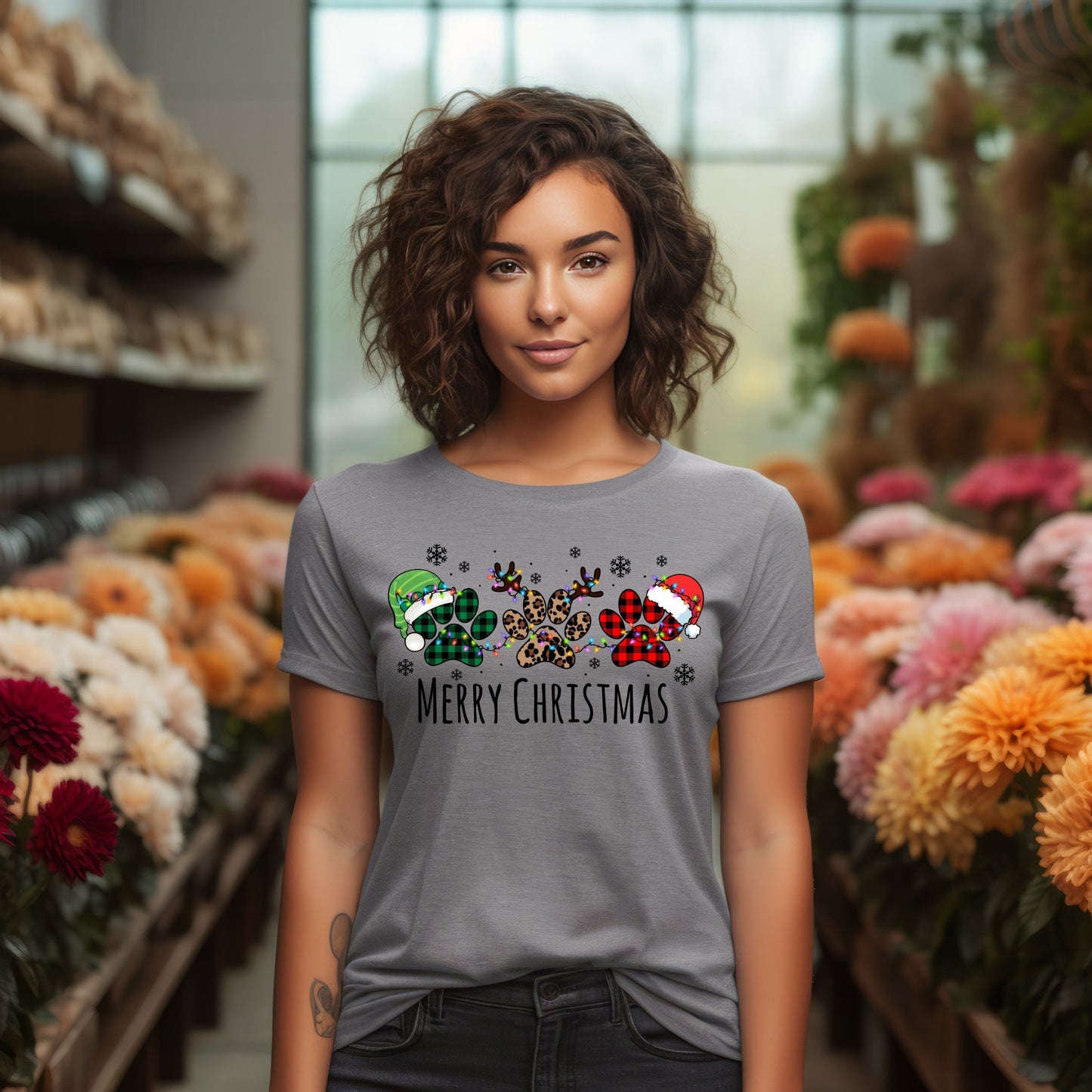 Pawprint Christmas shirt, Merry Christmas Tee. Pet Lover Christmas TShirt