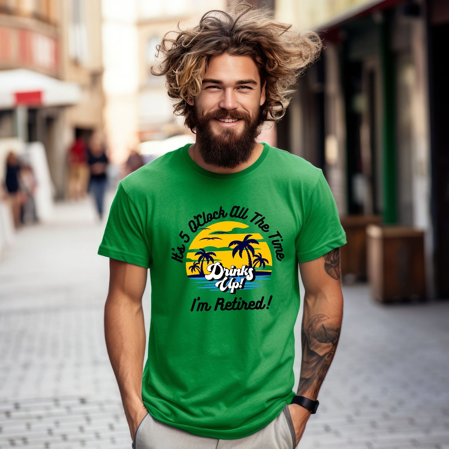 It’s 5 O’Clock All The Time I’m Retired T-Shirt – Funny Tropical Retirement Tee