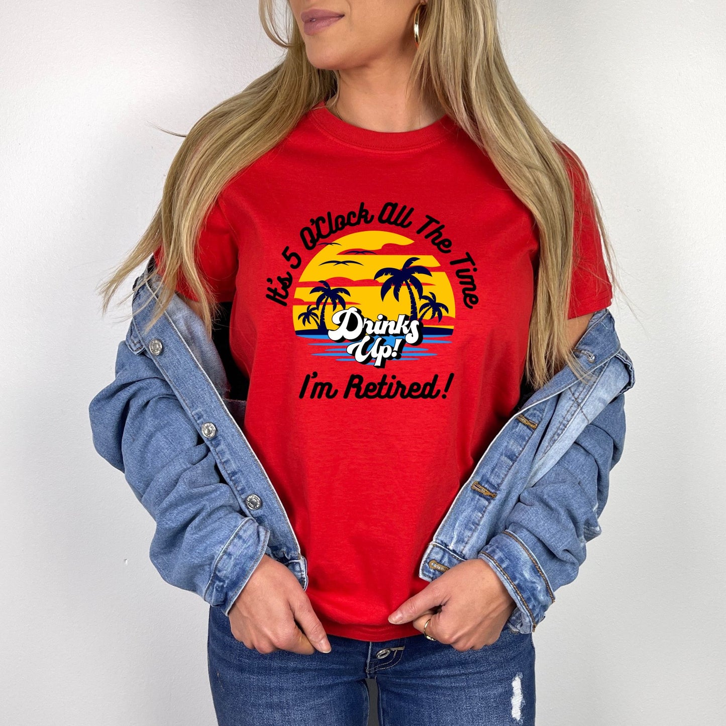 It’s 5 O’Clock All The Time I’m Retired T-Shirt – Funny Tropical Retirement Tee