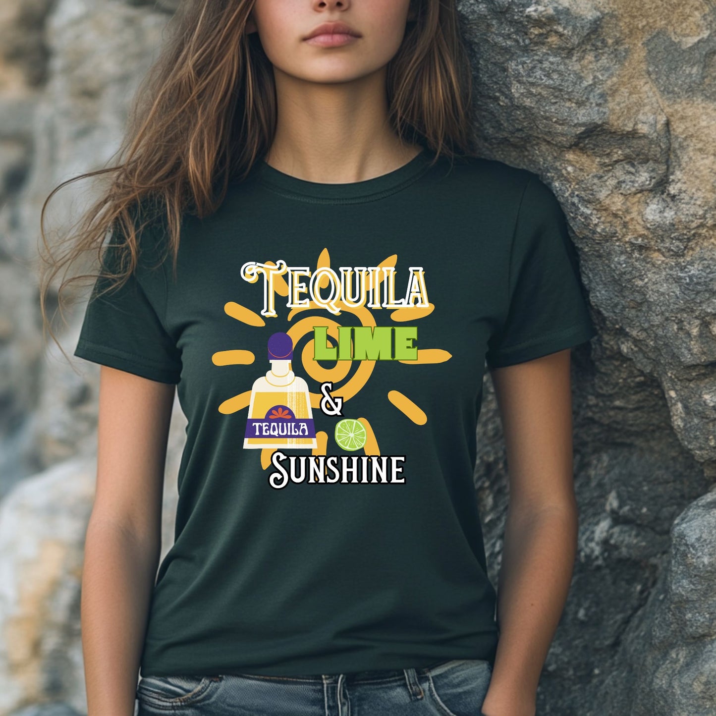 Tequila Lime & Sunshine T-Shirt, Unisex Tee, Alcohol Lover Gift, Funny Graphic Shirt, Summer Vibes Top