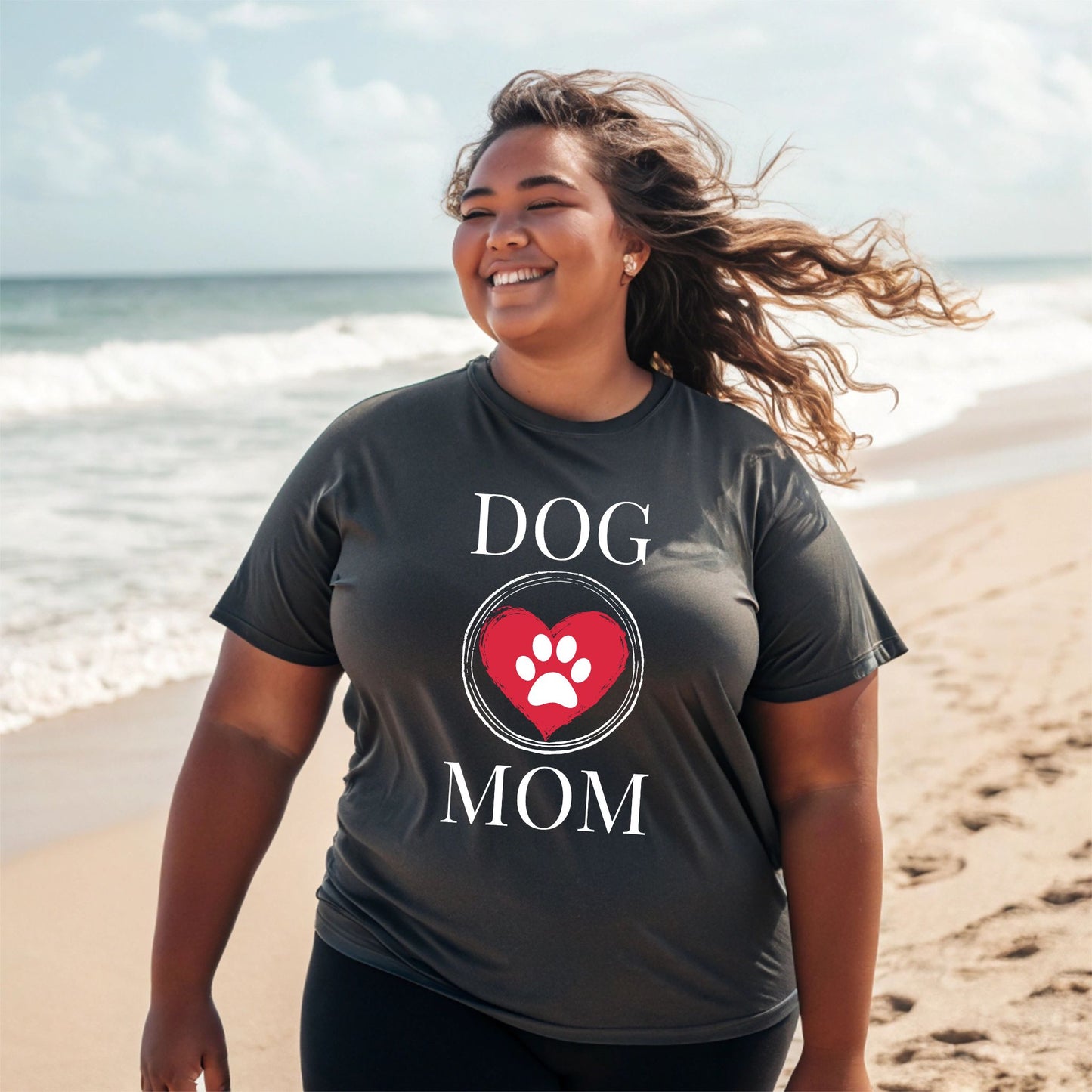 Dog Mom Paw Print Heart T-Shirt, Pet Lover Tee, Animal Parent Shirt, Puppy Owner Top, Cute Doggie Theme Clothing