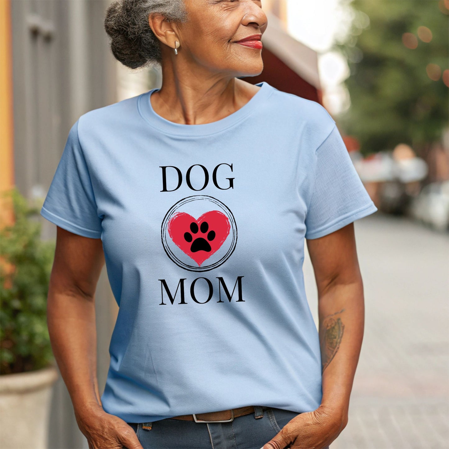 Dog Mom Paw Print Heart T-Shirt, Pet Lover Tee, Animal Parent Shirt, Puppy Owner Top, Cute Doggie Theme Clothing