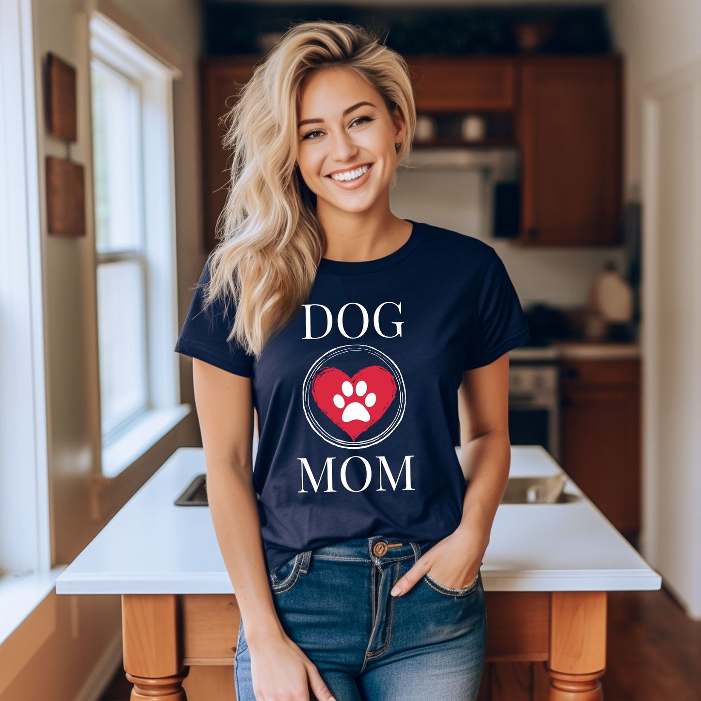 Dog Mom Paw Print Heart T-Shirt, Pet Lover Tee, Animal Parent Shirt, Puppy Owner Top, Cute Doggie Theme Clothing