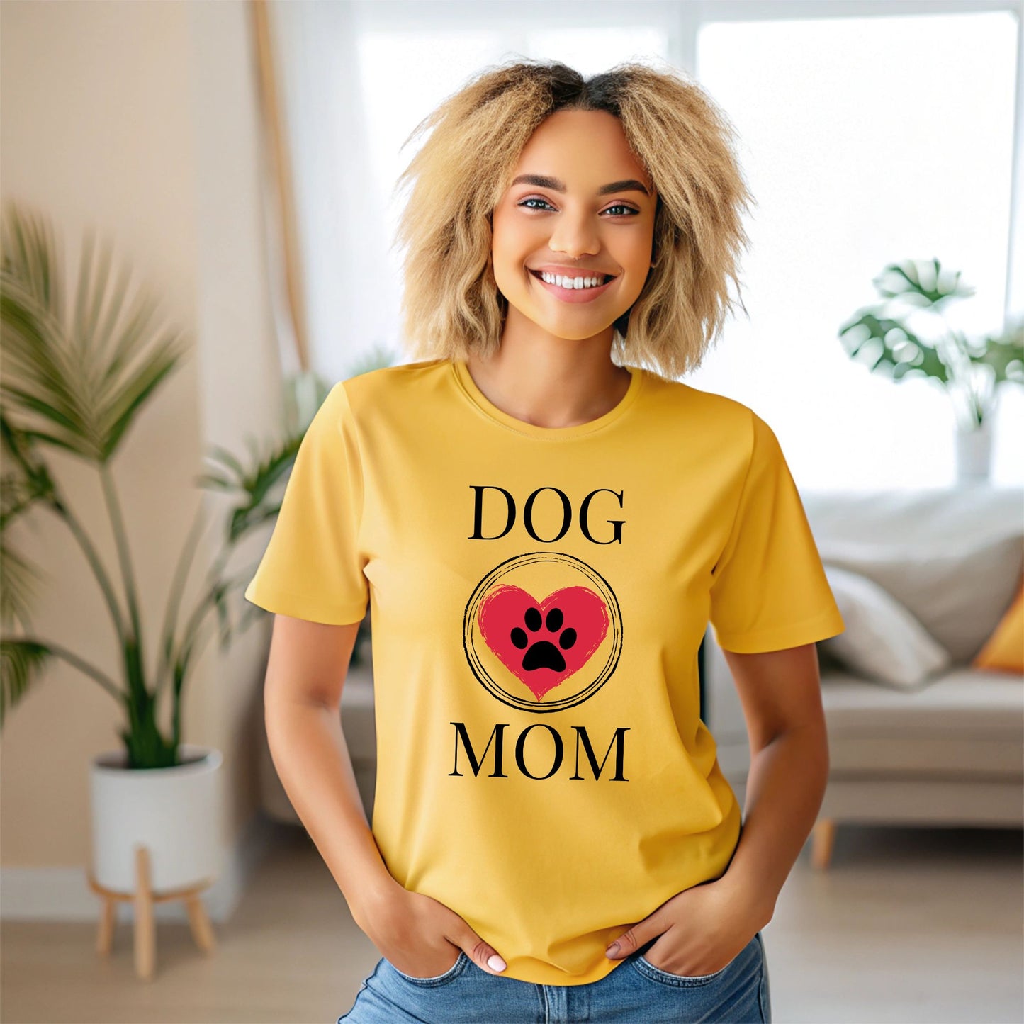 Dog Mom Paw Print Heart T-Shirt, Pet Lover Tee, Animal Parent Shirt, Puppy Owner Top, Cute Doggie Theme Clothing
