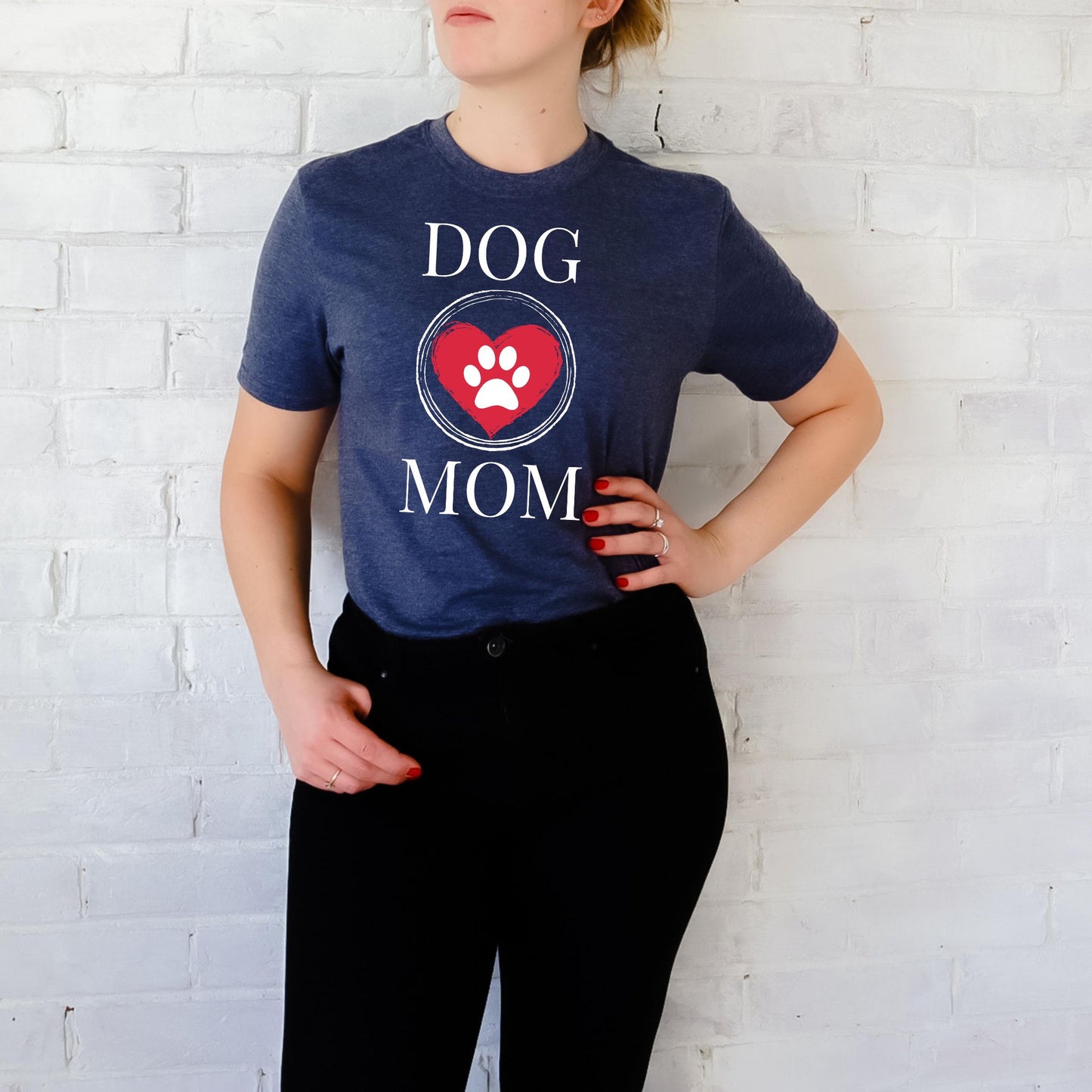 Dog Mom Paw Print Heart T-Shirt, Pet Lover Tee, Animal Parent Shirt, Puppy Owner Top, Cute Doggie Theme Clothing