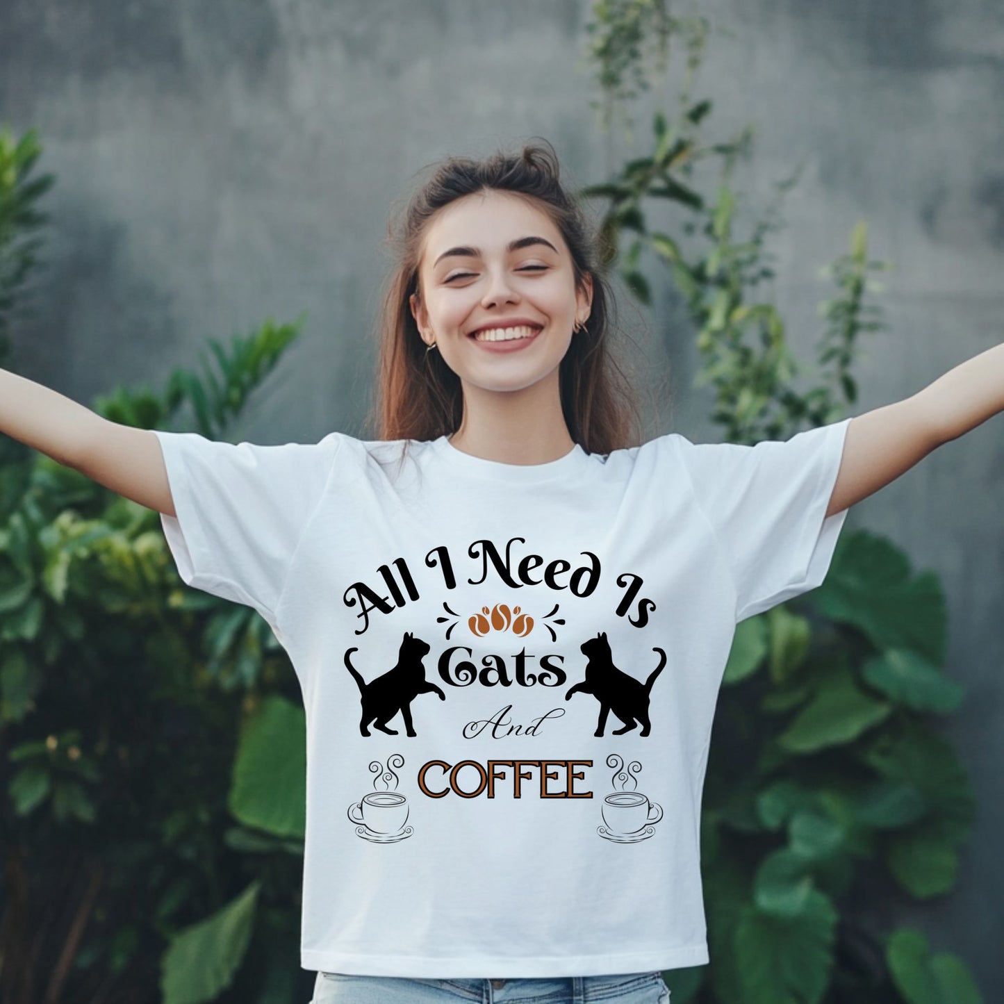 Cat and Coffee T-Shirt - All I need is Cats And Coffee Design Cat Lover Shirt Coffee Lover Tee
