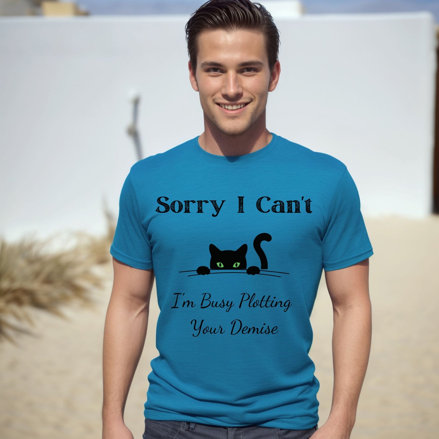 Peeking Black Cat Graphic T-Shirt Sorry I Can't I'm Plotting Your Demise Funny Cat Shirt Black Cat Tee