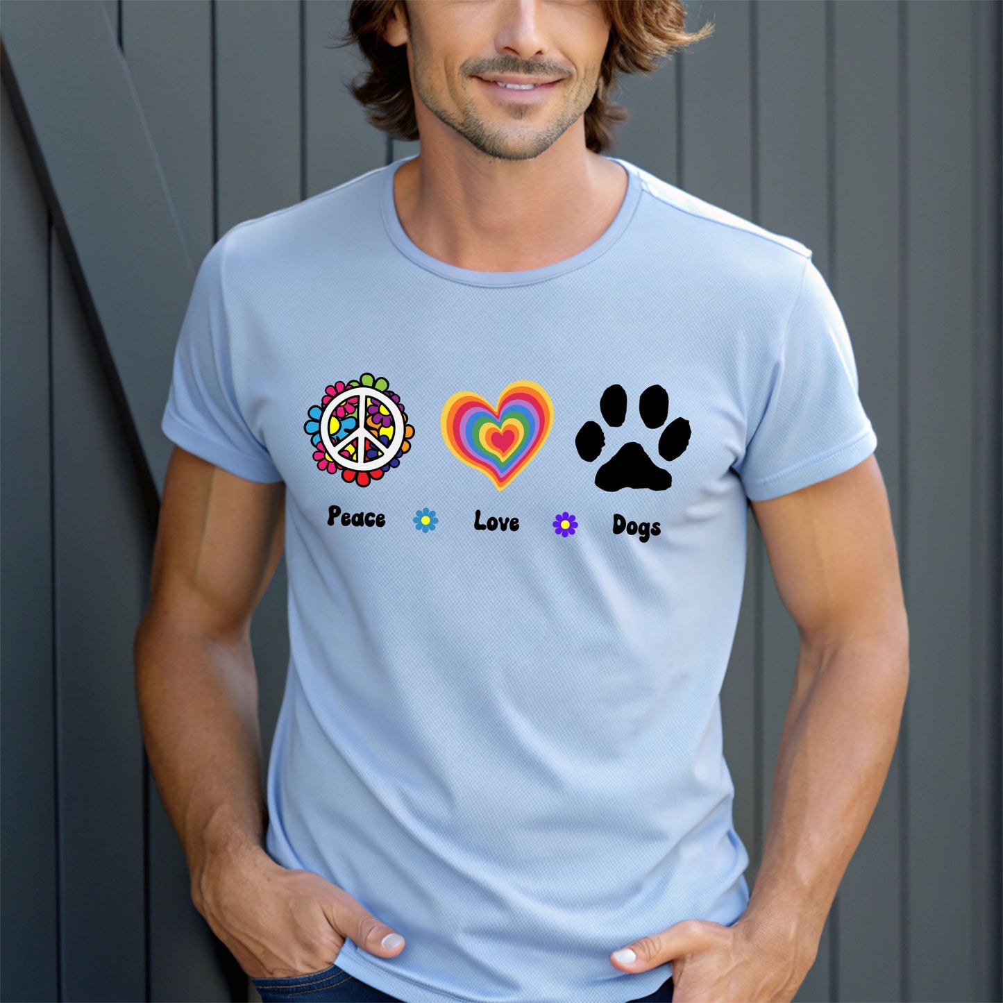 Retro Tee, Peace Love Dogs Shirt, Dog Shirt, Dog Mom Shirt, Dog Owner Gift , Dog Lover Shirt, Vintage Shirt