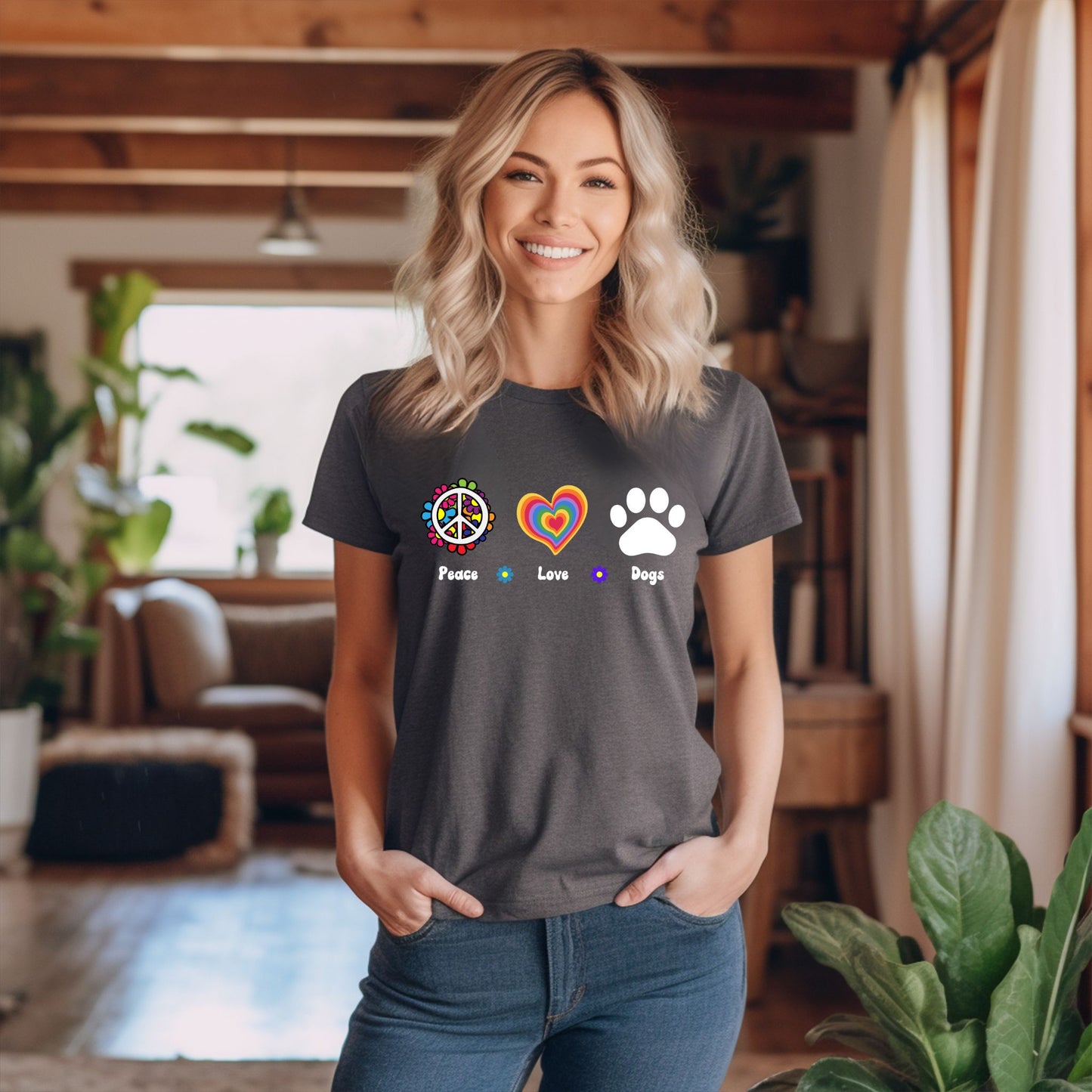 Retro Tee, Peace Love Dogs Shirt, Dog Shirt, Dog Mom Shirt, Dog Owner Gift , Dog Lover Shirt, Vintage Shirt