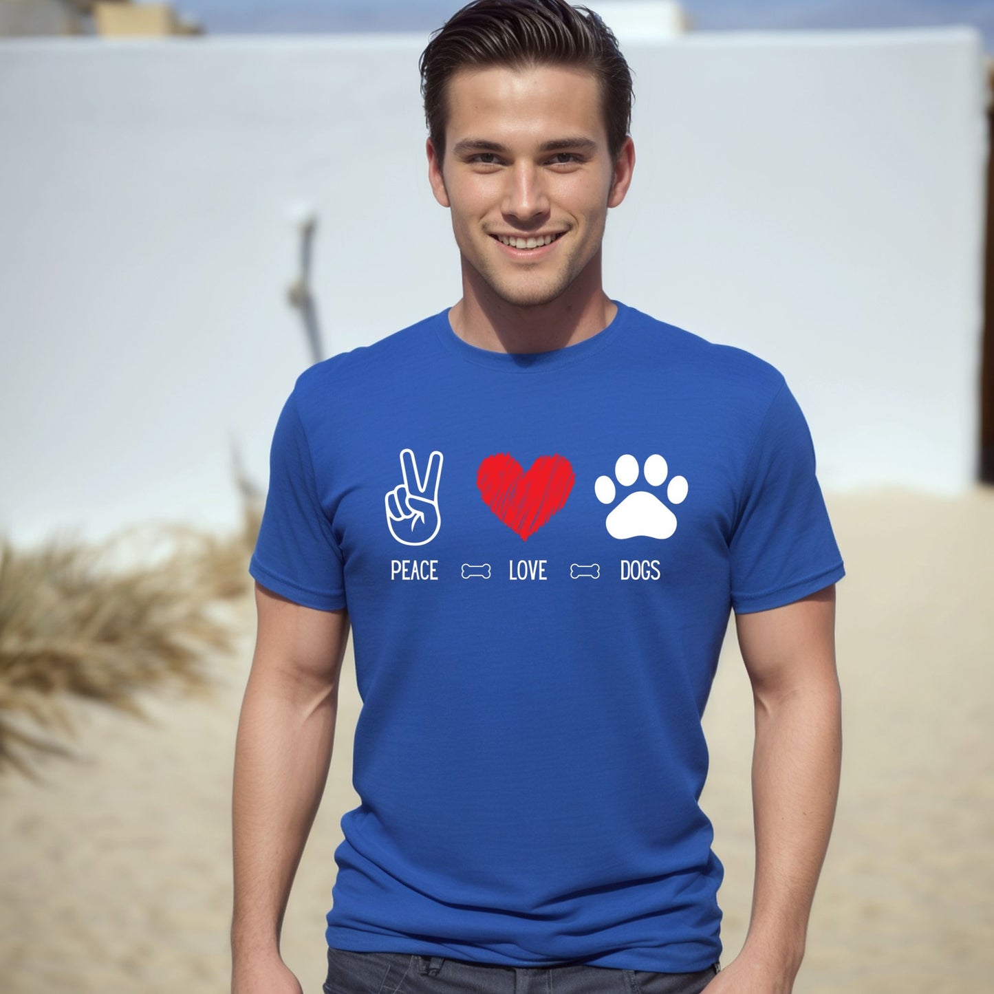 Peace Love Dogs Shirt, Dog Lover Shirt, Cute Dog Lover Tee with Peace Sign, Heart, and Paw Print Graphic