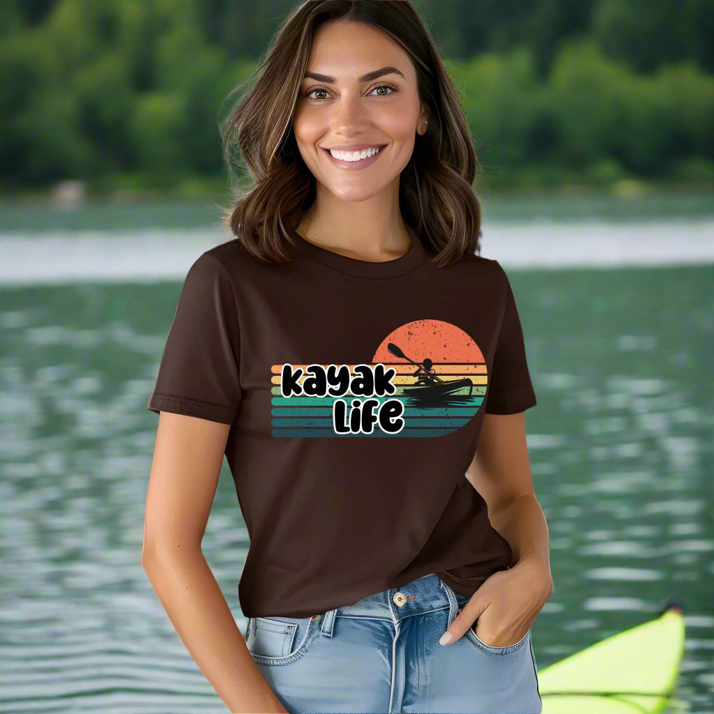Kayak Life Shirt Wanderlust Shirt Nature Lover Gift Retro Style Shirt Kayak Gift Vintage Graphic Tee for Kayakers & Outdoor Adventurers