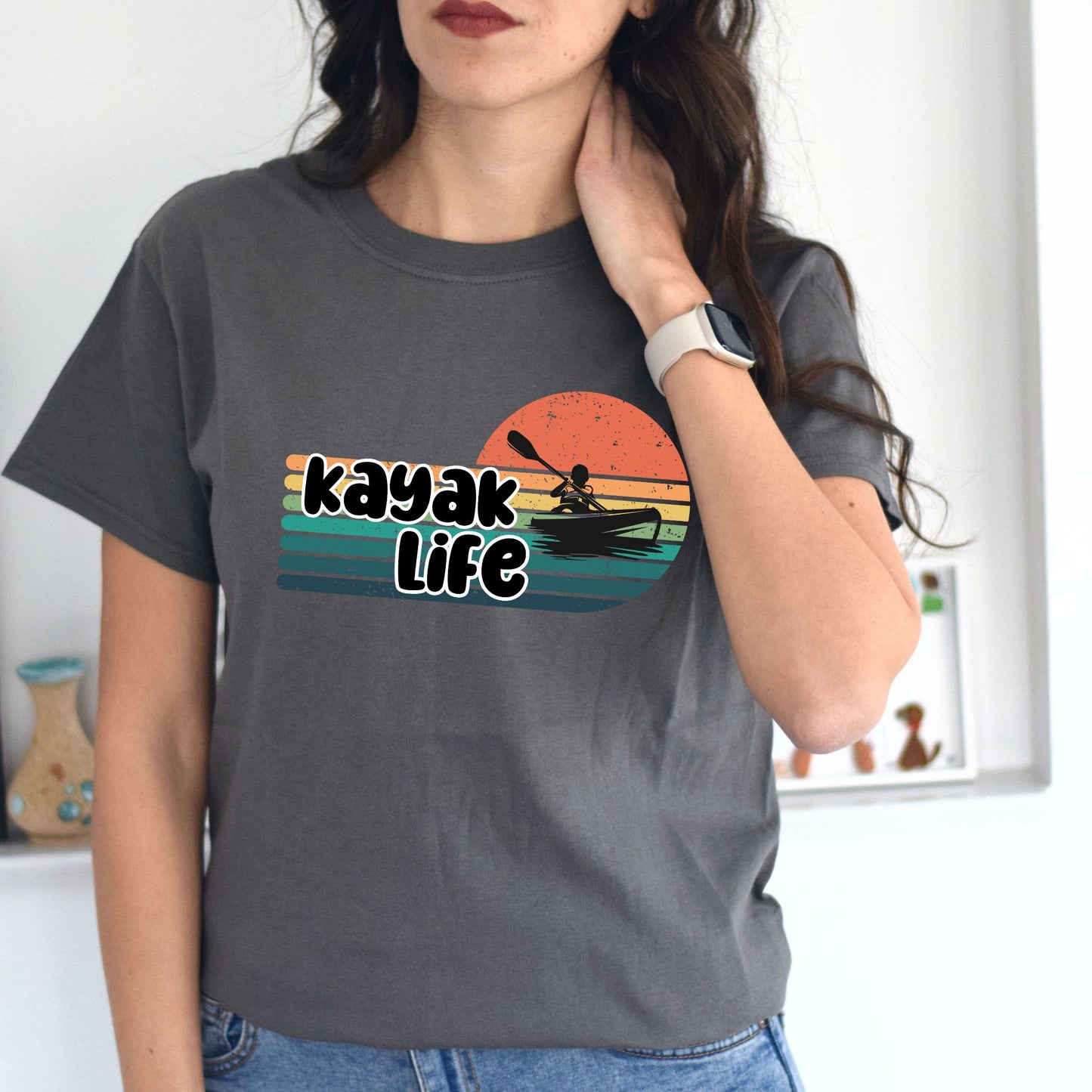 Kayak Life Shirt Wanderlust Shirt Nature Lover Gift Retro Style Shirt Kayak Gift Vintage Graphic Tee for Kayakers & Outdoor Adventurers