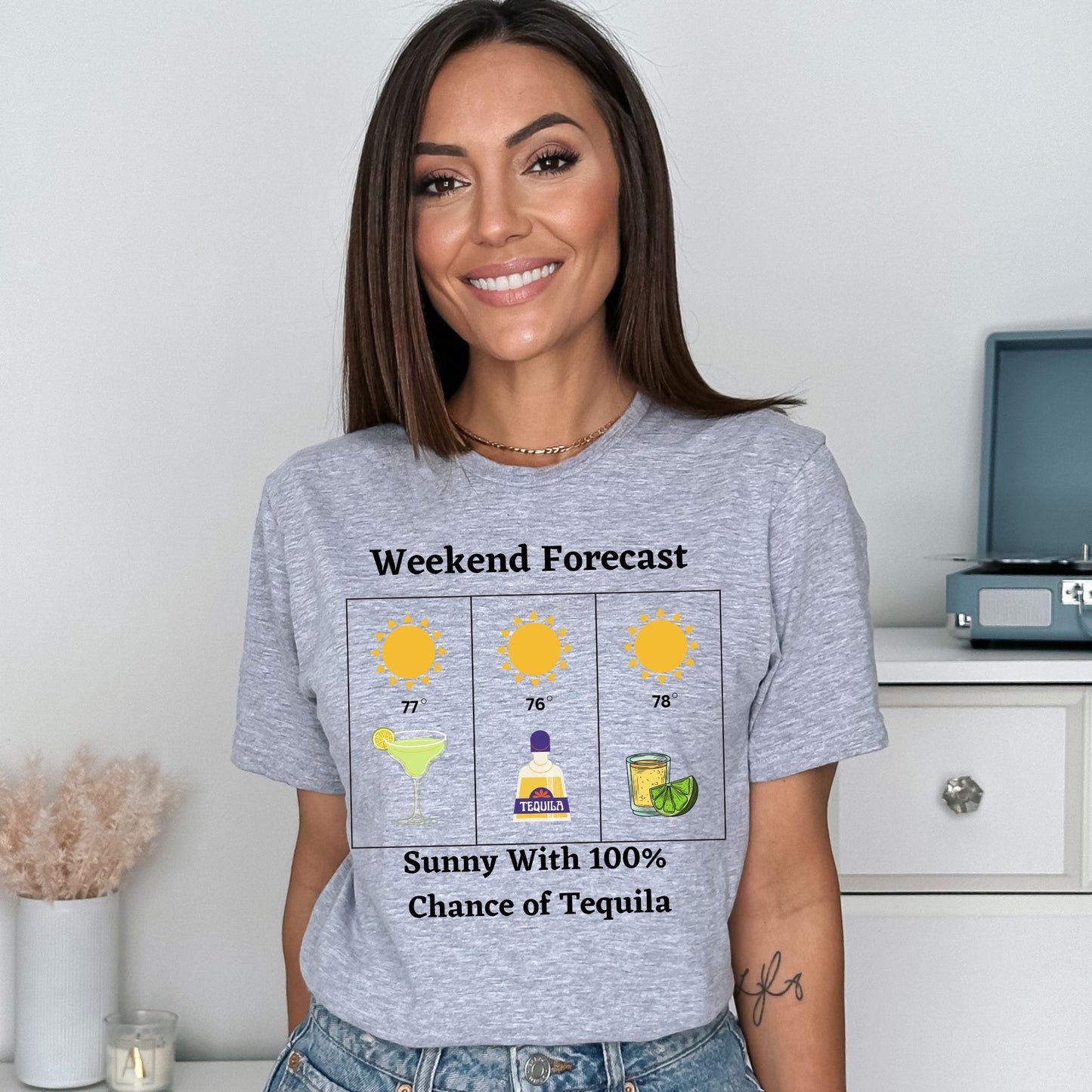 Tequila Weather Forecast T-Shirt, Funny Tequila Tee, Summer and Party Lovers TShirt, Tequila Shirt, Tequila Lover Gift, Party Shirt, Tequila Gift, Drinking Night Shirt
