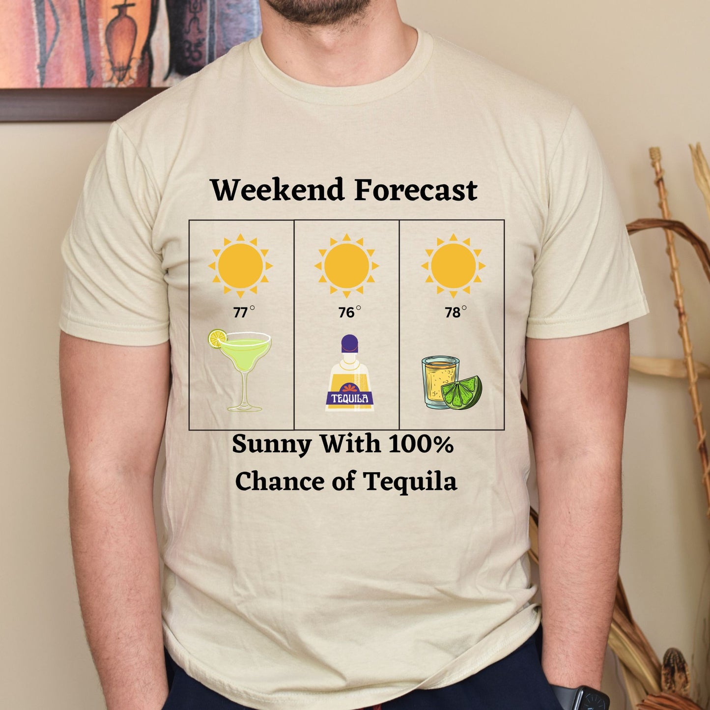 Tequila Weather Forecast T-Shirt, Funny Tequila Tee, Summer and Party Lovers TShirt, Tequila Shirt, Tequila Lover Gift, Party Shirt, Tequila Gift, Drinking Night Shirt