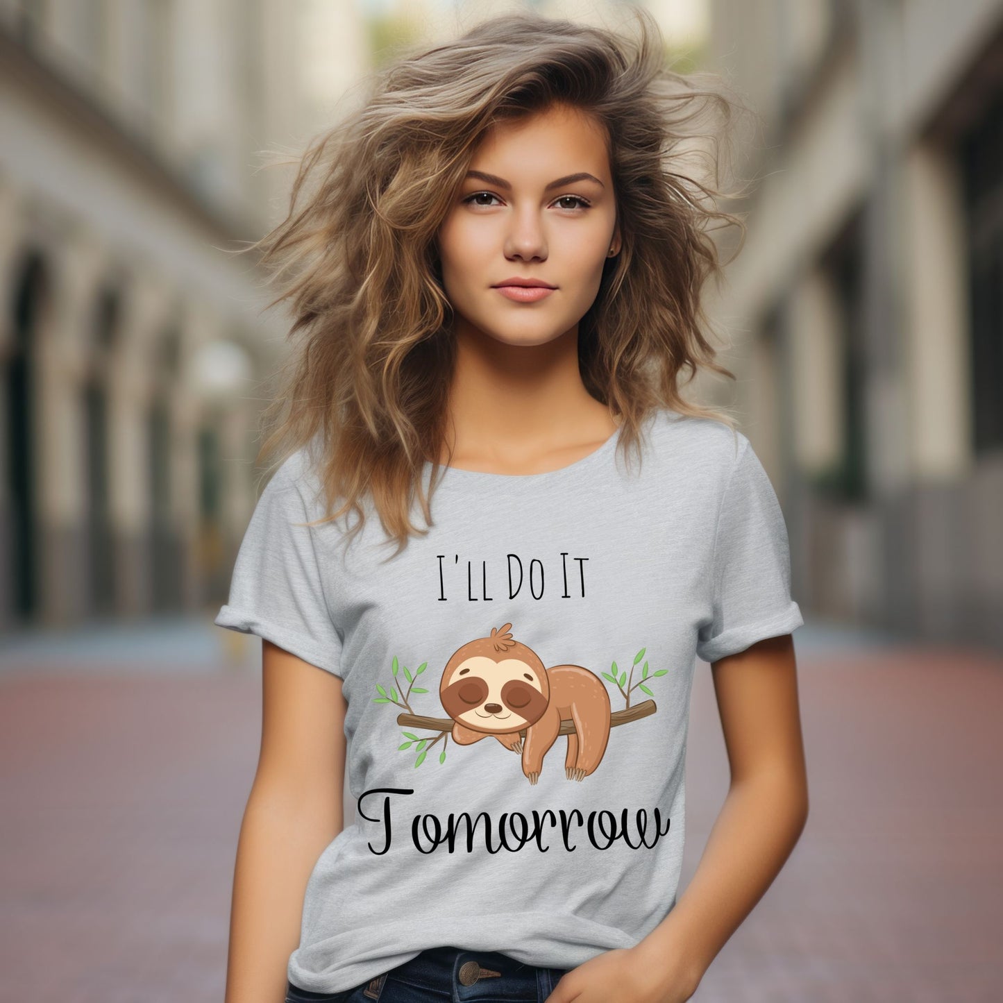 Lazy Baby Sloth "I'll Do It Tomorrow" T-Shirt Funny Cute Graphic Tee Procrastination Shirt Funny Shirt Procrastinator Gift Sarcastic Gift