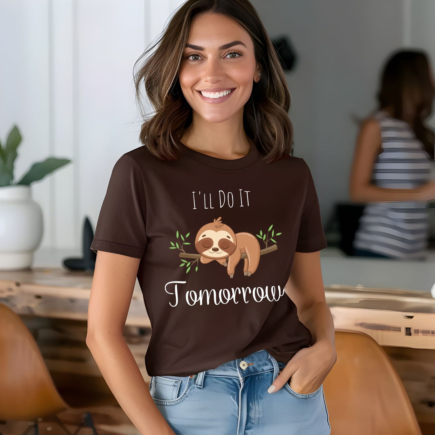 Lazy Baby Sloth "I'll Do It Tomorrow" T-Shirt Funny Cute Graphic Tee Procrastination Shirt Funny Shirt Procrastinator Gift Sarcastic Gift
