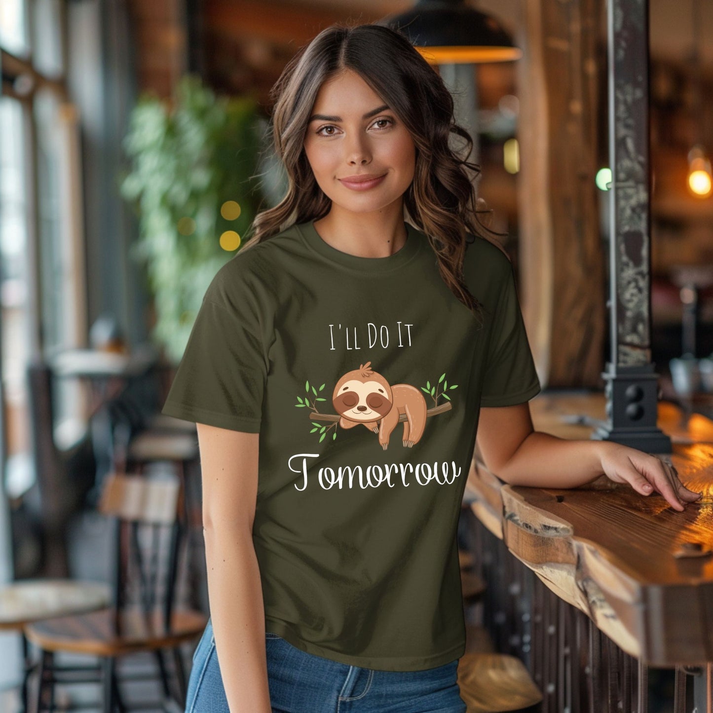 Lazy Baby Sloth "I'll Do It Tomorrow" T-Shirt Funny Cute Graphic Tee Procrastination Shirt Funny Shirt Procrastinator Gift Sarcastic Gift