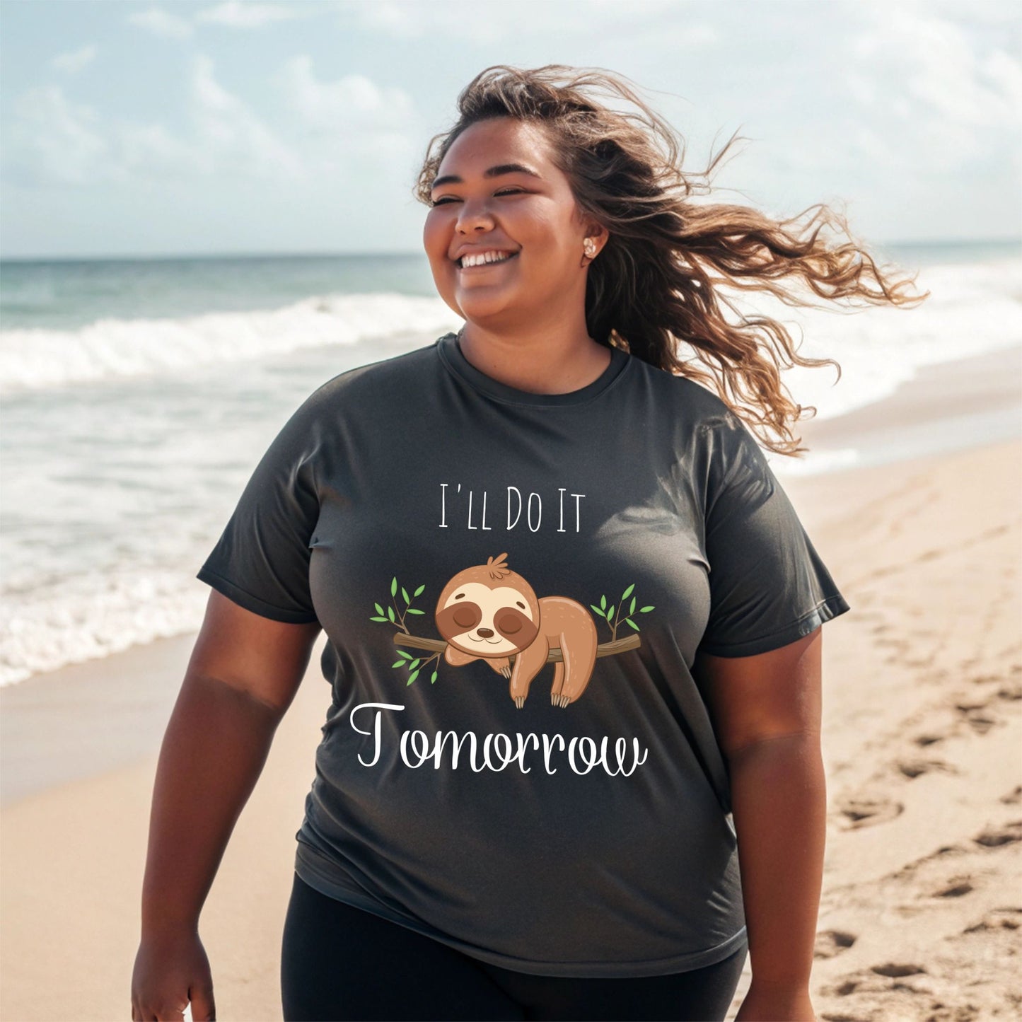 Lazy Baby Sloth "I'll Do It Tomorrow" T-Shirt Funny Cute Graphic Tee Procrastination Shirt Funny Shirt Procrastinator Gift Sarcastic Gift