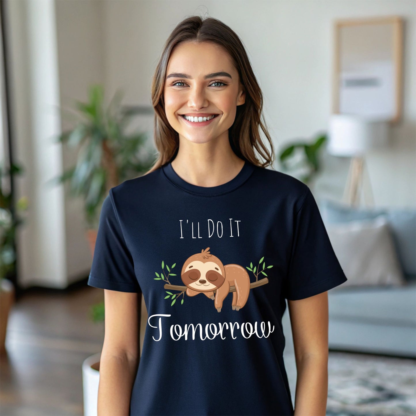 Lazy Baby Sloth "I'll Do It Tomorrow" T-Shirt Funny Cute Graphic Tee Procrastination Shirt Funny Shirt Procrastinator Gift Sarcastic Gift