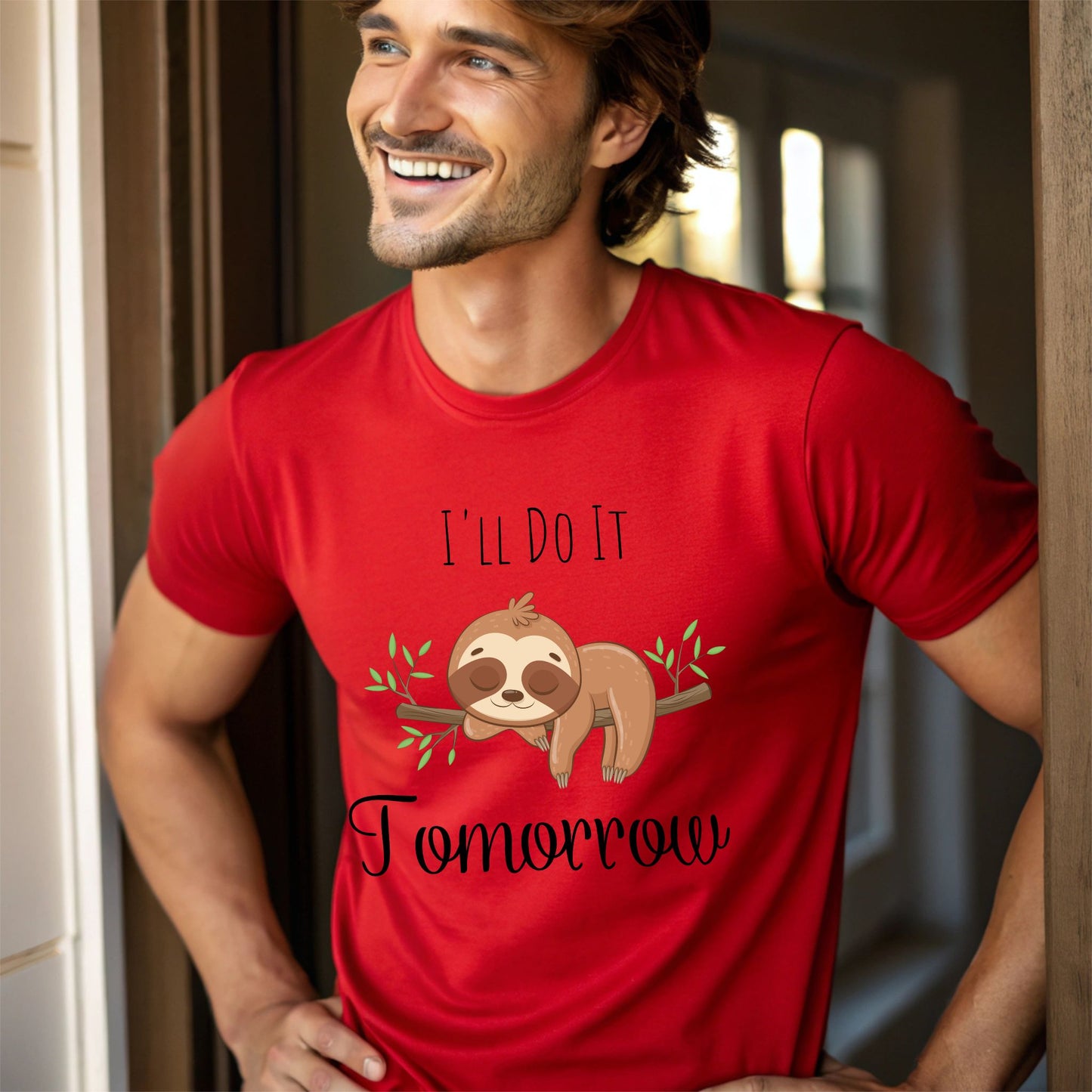Lazy Baby Sloth "I'll Do It Tomorrow" T-Shirt Funny Cute Graphic Tee Procrastination Shirt Funny Shirt Procrastinator Gift Sarcastic Gift