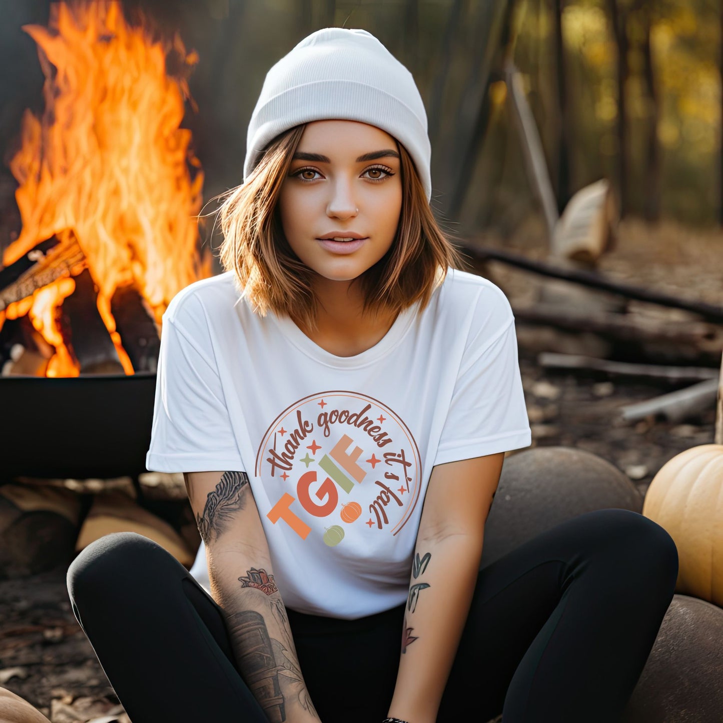T-Shirt Autumn Vibes TGIF Thank Goodness It's Fall Gift For Autumn Fall Vibes