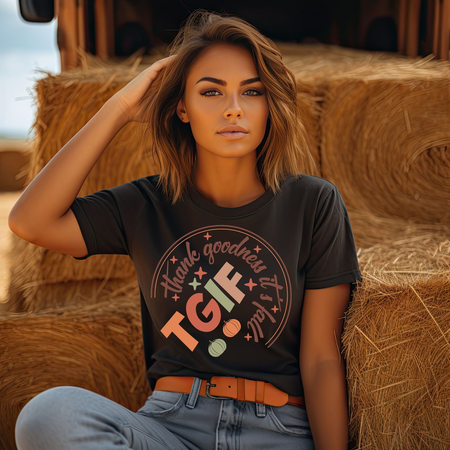 T-Shirt Autumn Vibes TGIF Thank Goodness It's Fall Gift For Autumn Fall Vibes