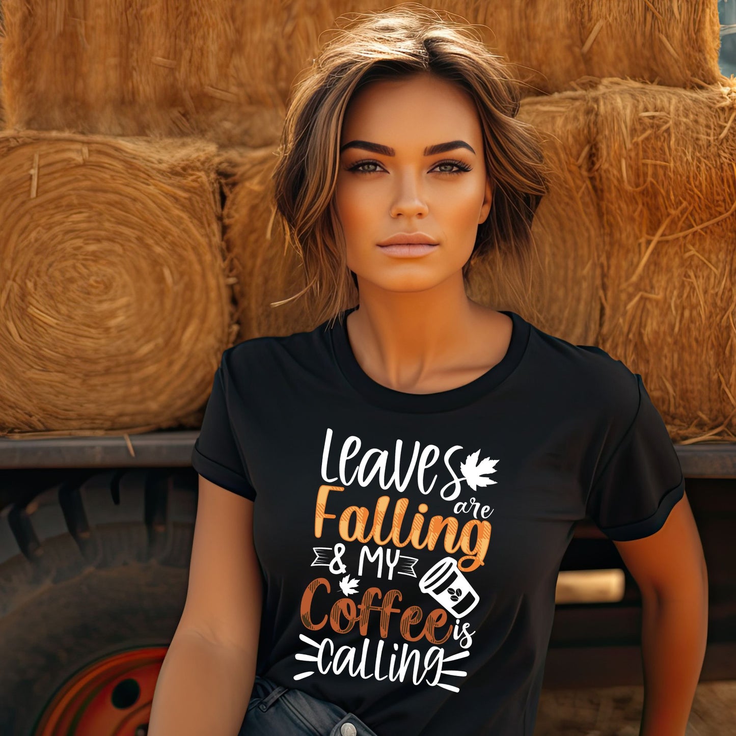 Leaves Are Falling and My Coffee Is Calling T-Shirt – Fall Coffee Lover Autumn Tee Fall Vibes Shirt