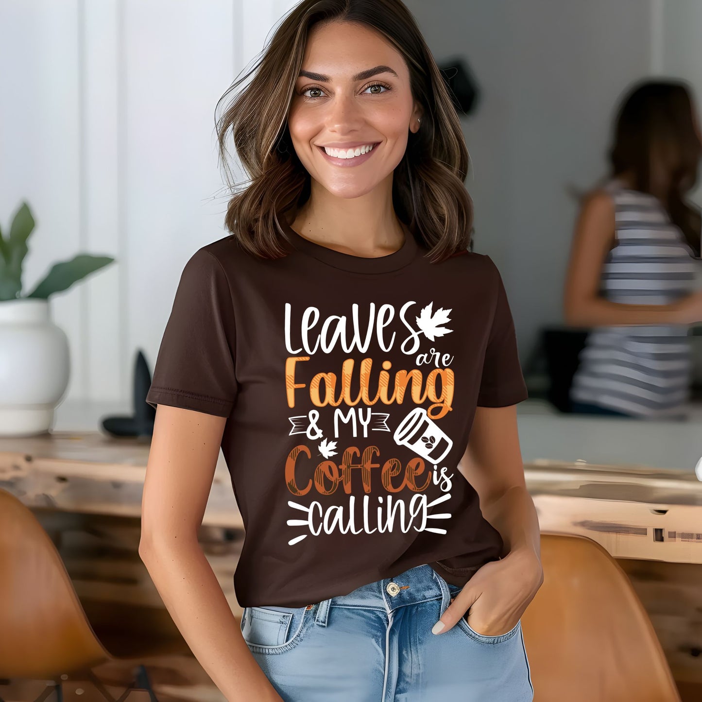 Leaves Are Falling and My Coffee Is Calling T-Shirt – Fall Coffee Lover Autumn Tee Fall Vibes Shirt
