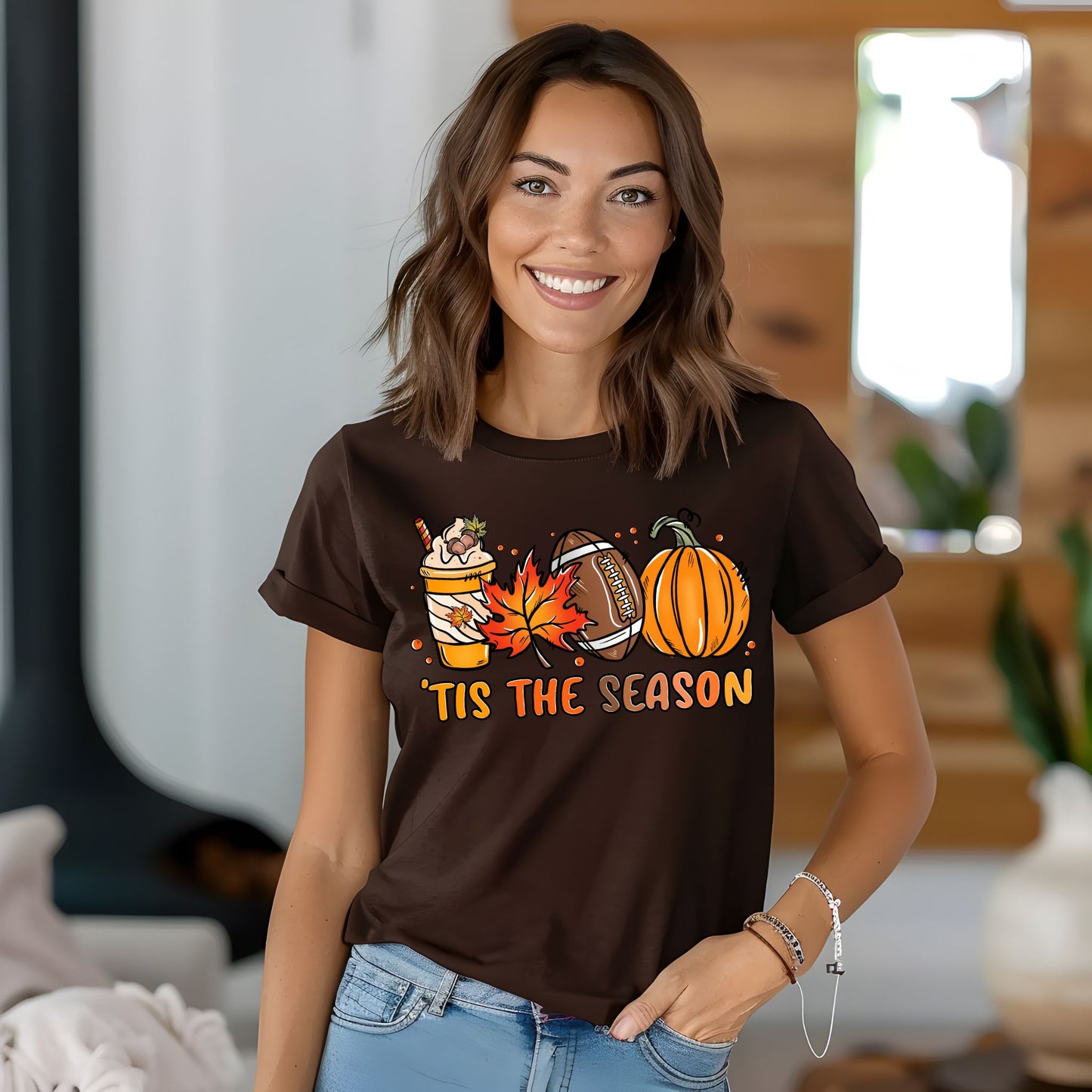 Tis The Season Shirt Pumpkin Patch TShirt Game Day Tee Coffee Lover Gift Fall Shirt