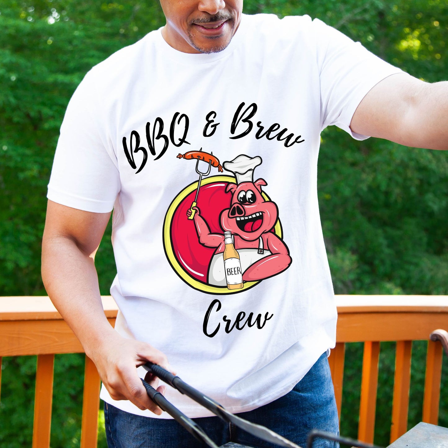 BBQ and Brew Crew Funny BBQ Lover Tee Graphic Tee for Grill Masters and Beer Lovers Dad Shirt Beer Enthusiast Gift Hilarious Shirt