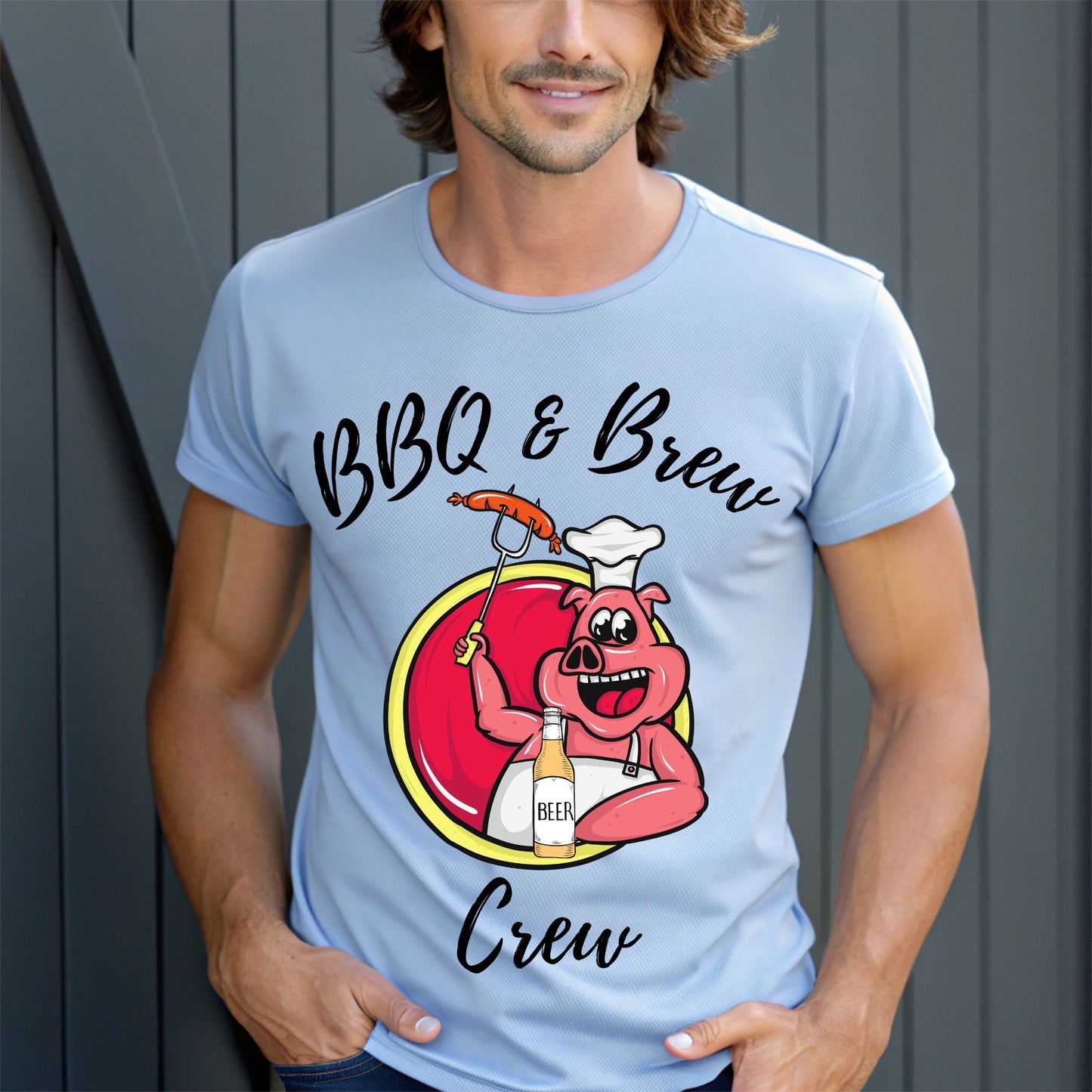 BBQ and Brew Crew Funny BBQ Lover Tee Graphic Tee for Grill Masters and Beer Lovers Dad Shirt Beer Enthusiast Gift Hilarious Shirt
