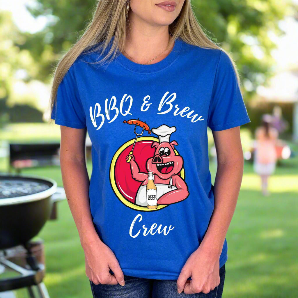 BBQ and Brew Crew Funny BBQ Lover Tee Graphic Tee for Grill Masters and Beer Lovers Dad Shirt Beer Enthusiast Gift Hilarious Shirt
