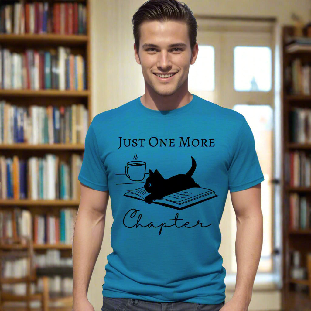 Reading Shirt For Book Lover Gifts Just One More Chapter Tshirt for Bookish Gifts Cat Lover Tee Black Cat Gifts