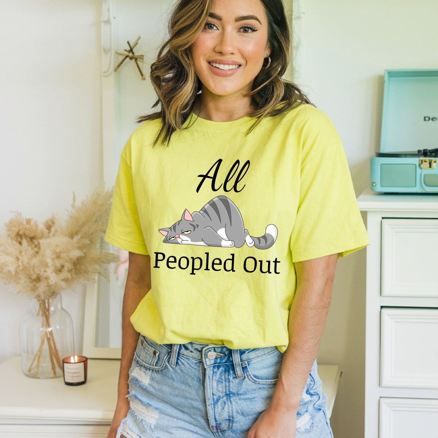 All Peopled Out TShirt Anxiety Shirt Introvert Shirt Cat Lover Gift Sarcastic TShirt Funny Cat Tee