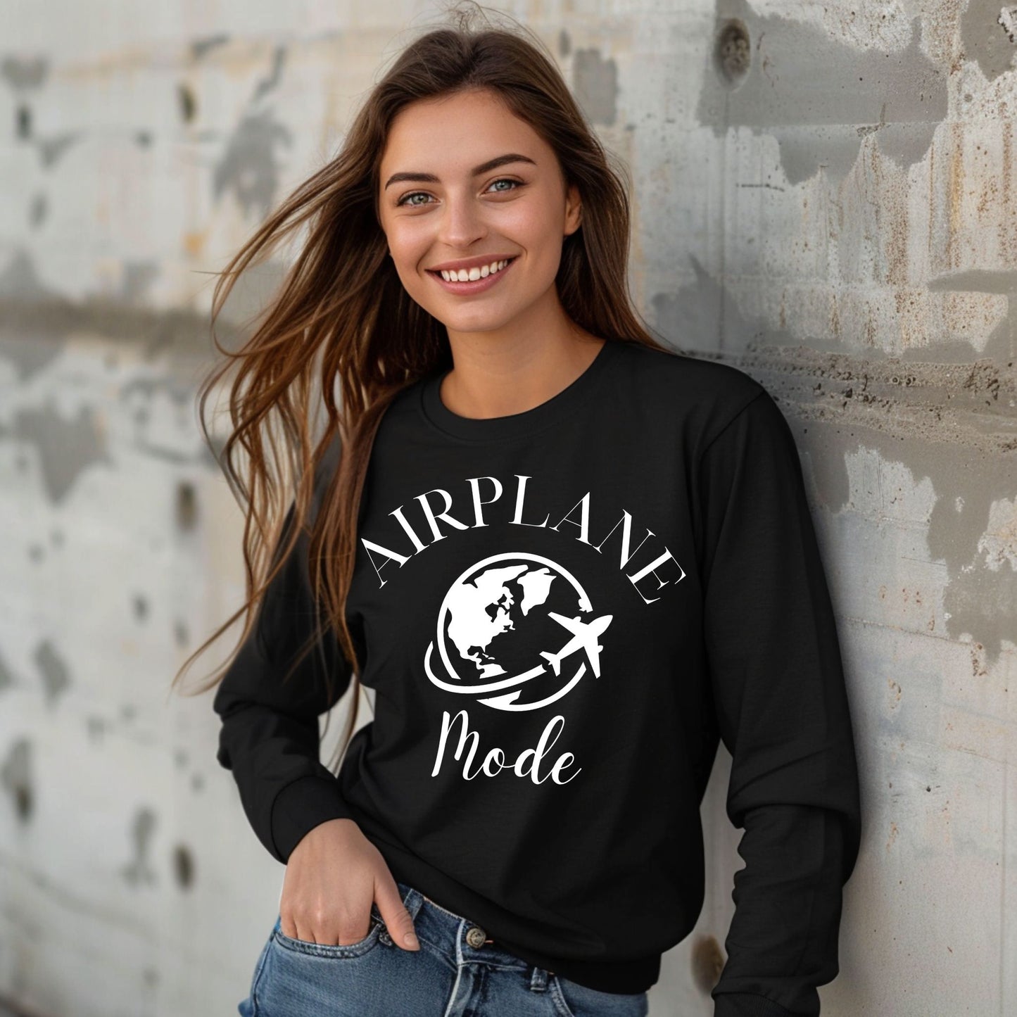 Airplane Mode TShirt Travel Gifts Adventure Time Tee Vacation Shirt Travel Tee Long Sleeve Tee