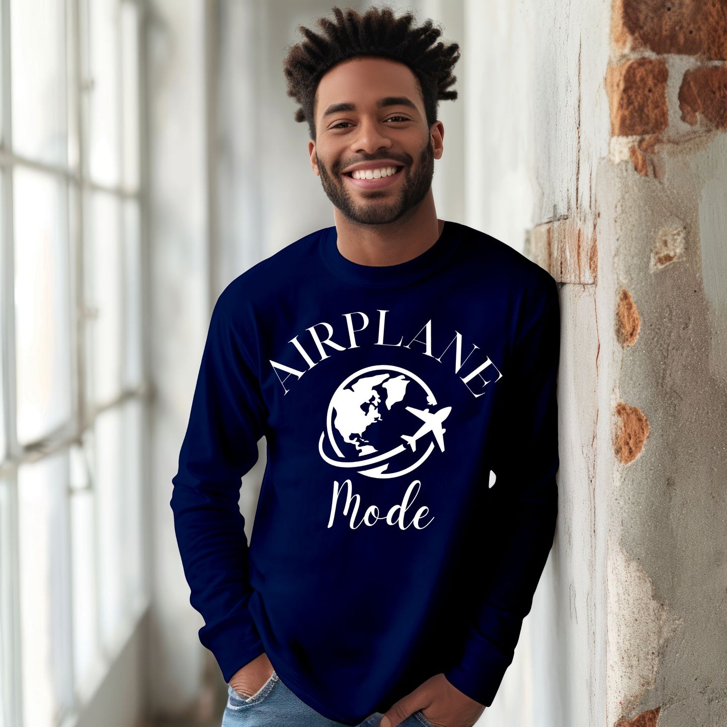 Airplane Mode TShirt Travel Gifts Adventure Time Tee Vacation Shirt Travel Tee Long Sleeve Tee