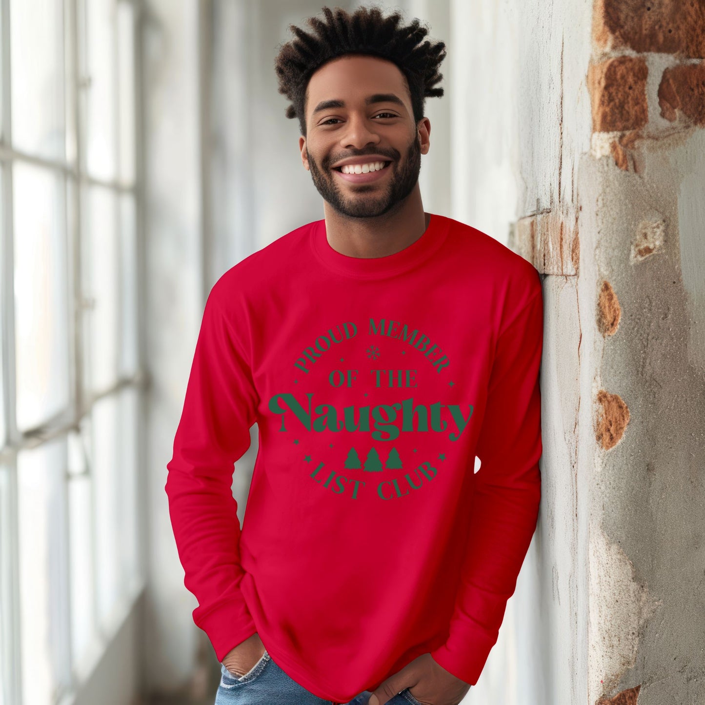 Funny Christmas TShirt Naughty List Club T-Shirt Holiday Tee Long Sleeve
