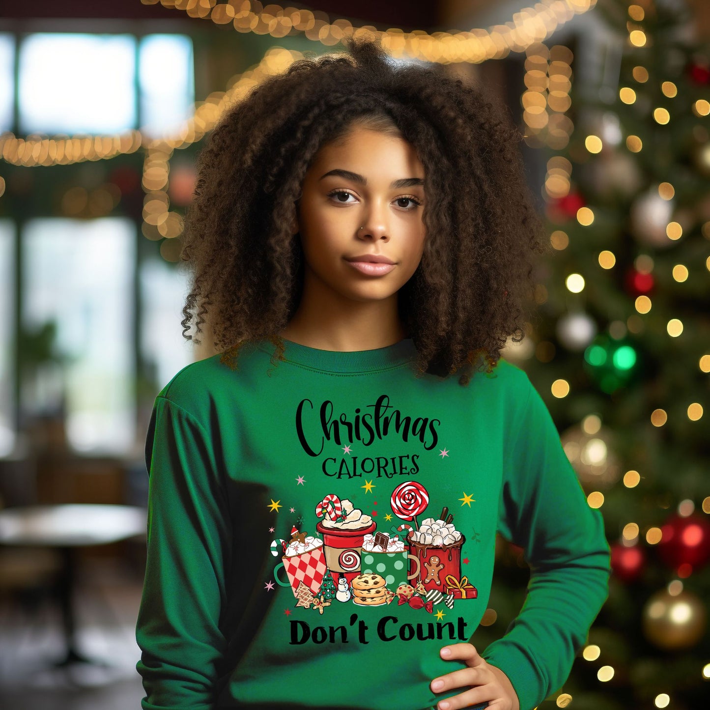 Christmas Calories Don't Count T-Shirt, Funny Christmas Tee Holiday Shirt Long Sleeve Tee