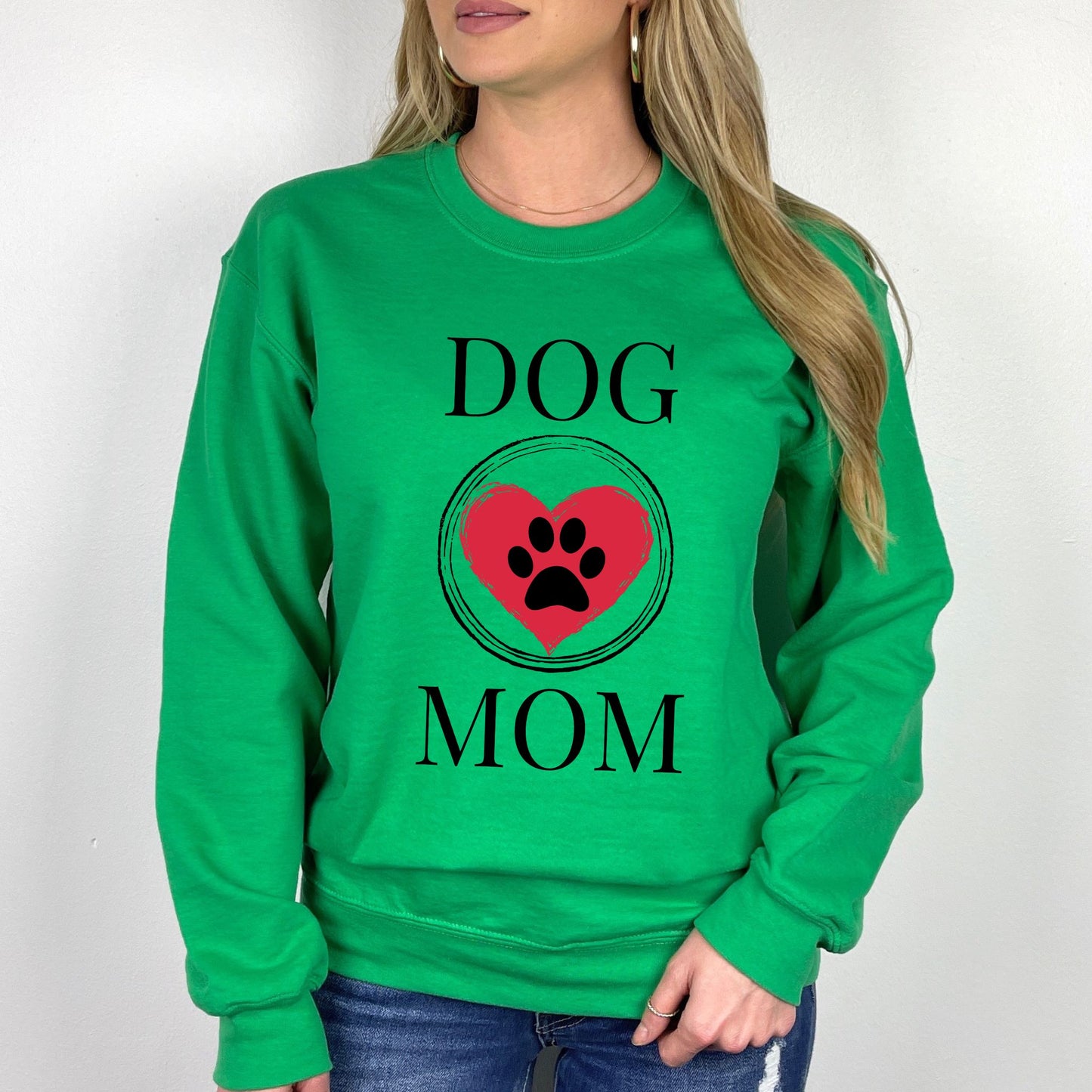 Dog Mom Paw Print Heart T-Shirt, Pet Lover Tee, Animal Parent Shirt, Puppy Owner Top, Cute Doggie Theme Clothing Long Sleeve Tee