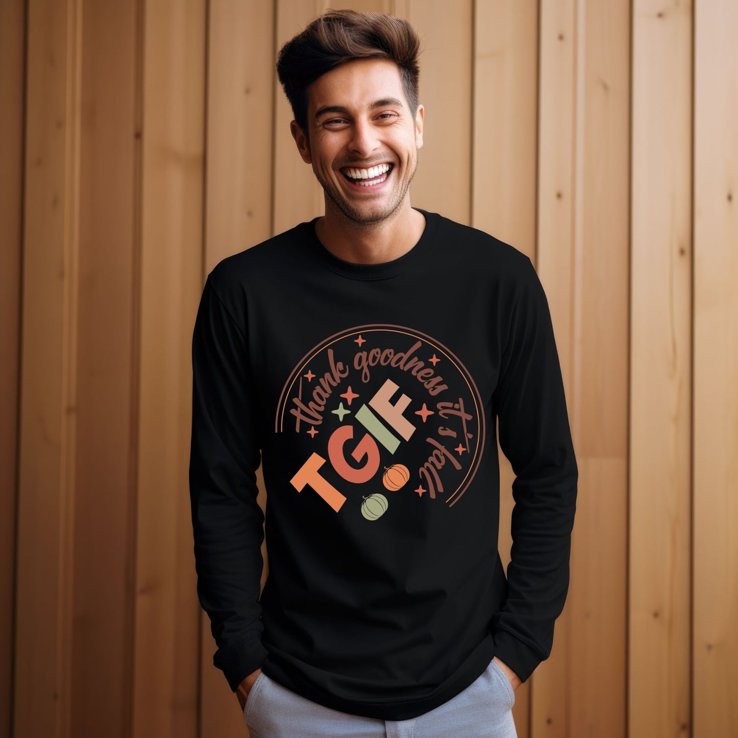 Autumn Vibes TShirt TGIF Thank Goodness It's Fall Gift For Autumn Fall Vibes Long Sleeve Tee