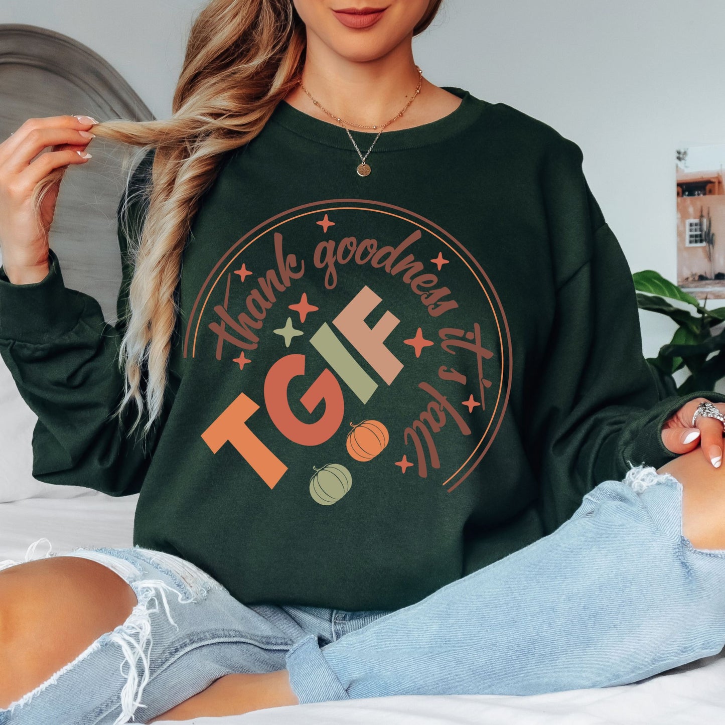 Autumn Vibes TShirt TGIF Thank Goodness It's Fall Gift For Autumn Fall Vibes Long Sleeve Tee