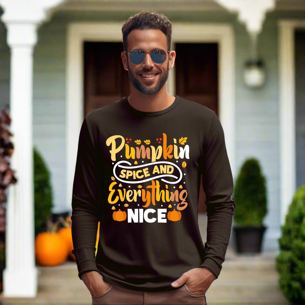 Pumpkin Spice and Everything Nice T-Shirt – Cute Fall Autumn Graphic Tee for Pumpkin Lovers Long Sleeve Tee