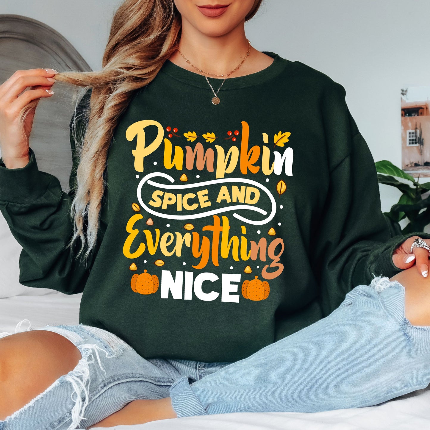 Pumpkin Spice and Everything Nice T-Shirt – Cute Fall Autumn Graphic Tee for Pumpkin Lovers Long Sleeve Tee